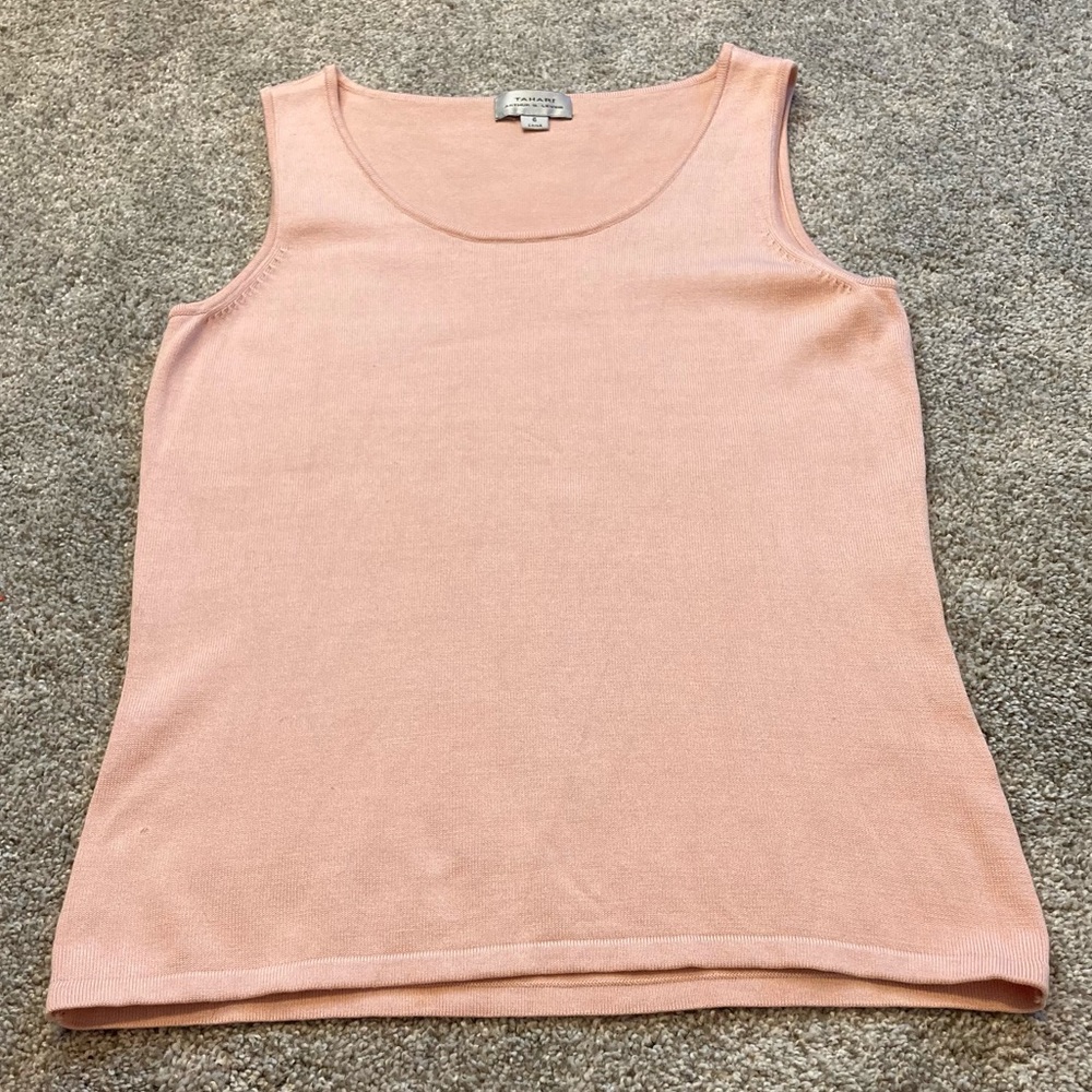Tahari Peach Silk Knit Tank Top